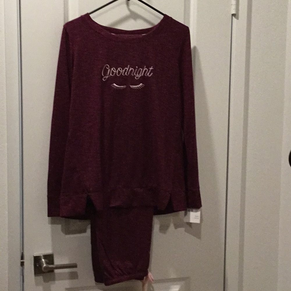 Kate Spade New York Good Night Long PJ Set Plum color